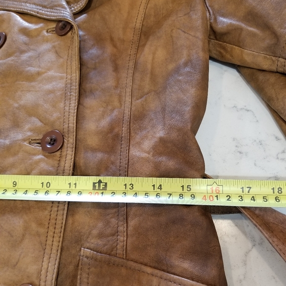 🧥VINTAGE DANIER LEATHER TRENCH COAT WITH FUR COLLAR - Picture 4 of 16
